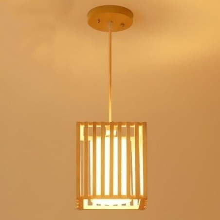 Minimalistische Holzkäfig-Pendelleuchte Minimalistische Holzkäfig-Pendelleuchte