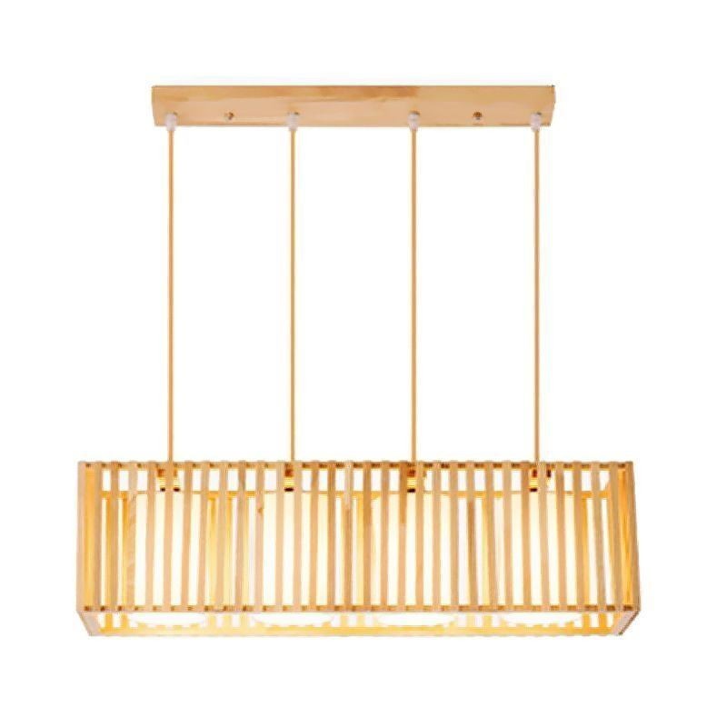 Minimalistische Holzkäfig-Pendelleuchte