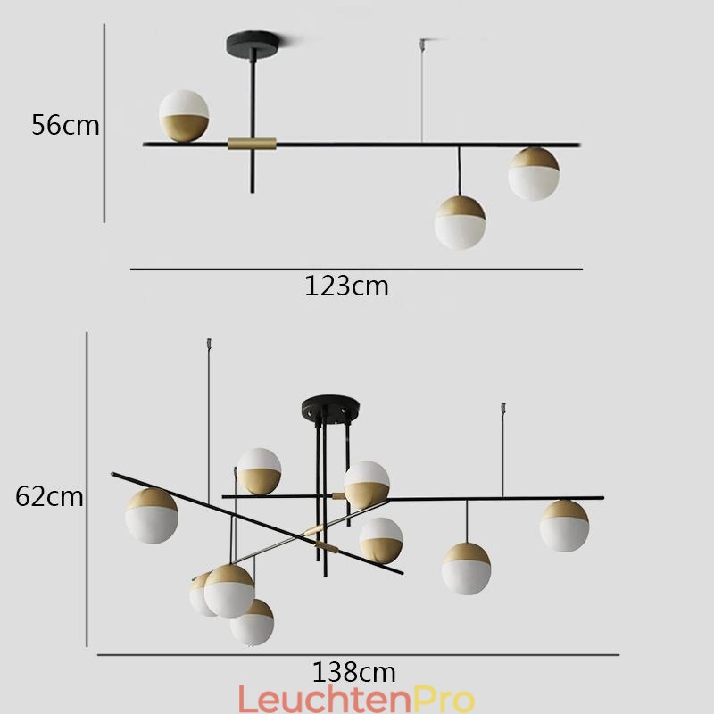 Kronleuchter-Deckenleuchte mit Glaskugeln