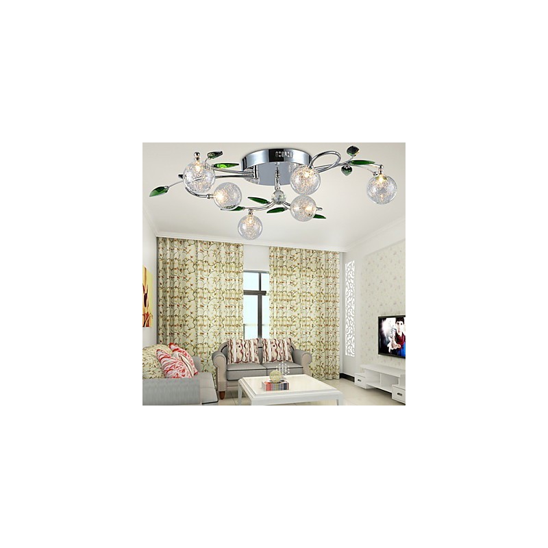 Kronleuchter 6 Lichter Land Aluminium Glas Chrom