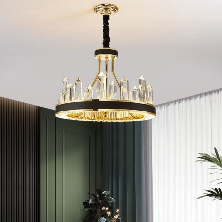 Moderne Kristall-Pendelleuchte, kreisförmige Kristall-Deckenleuchte Moderne Kristall-Pendelleuchte, kreisförmige Kristall-Deckenleuchte