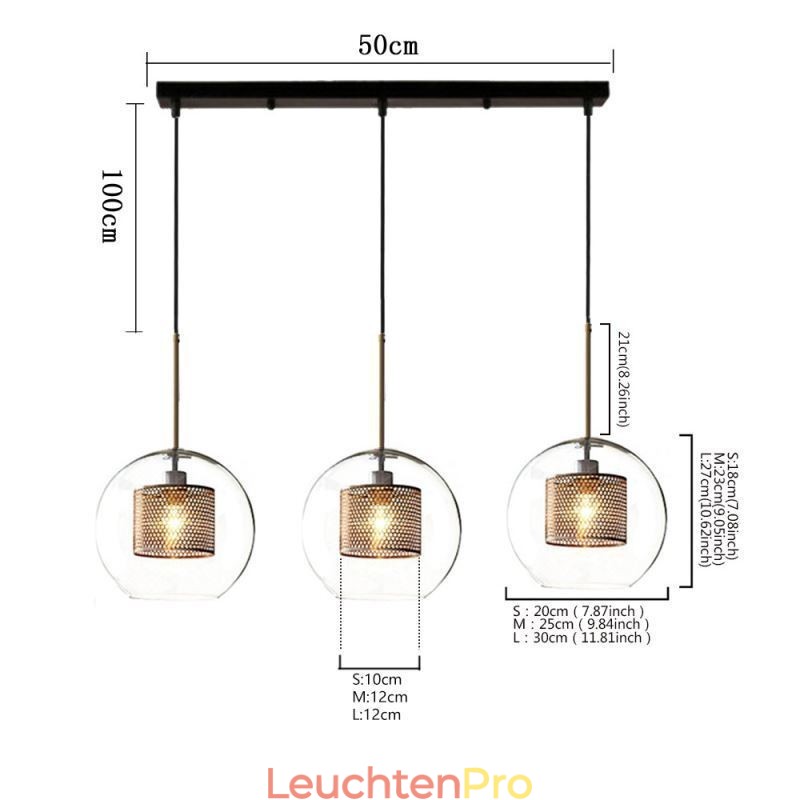 Minimalistische Glas Cluster Pendelleuchte 3 Licht Deckenleuchte Insel