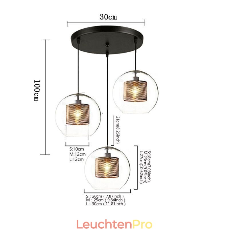 Minimalistische Glas Cluster Pendelleuchte 3 Licht Deckenleuchte Insel