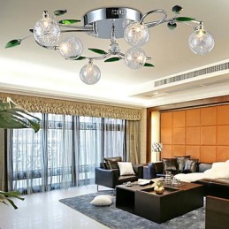 Kronleuchter 6 Lichter Land Aluminium Glas Chrom