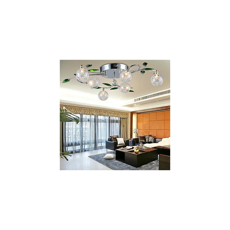 Kronleuchter 6 Lichter Land Aluminium Glas Chrom