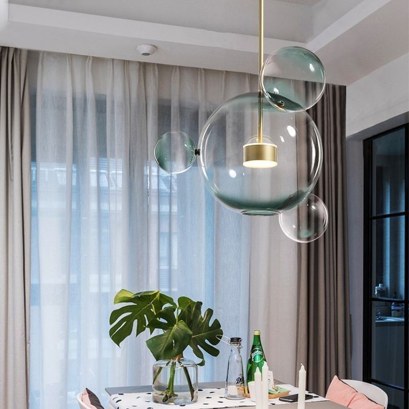 Pendelleuchte Glas Bubble Deckenleuchte Farbverlauf Grün Lampe