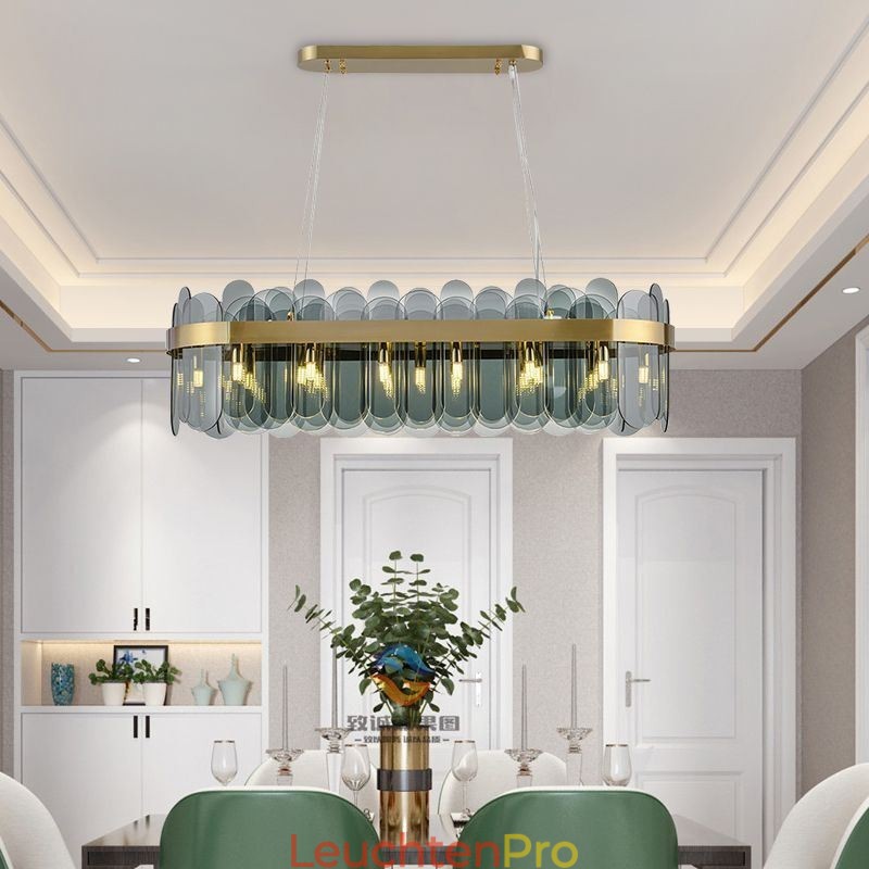 Minimalistische Glas Pendelleuchte Einzigartige Farbe Rechteck Deckenleuchte Insel