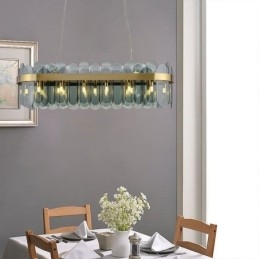 Minimalistische Glas Pendelleuchte Einzigartige Farbe Rechteck Deckenleuchte Insel