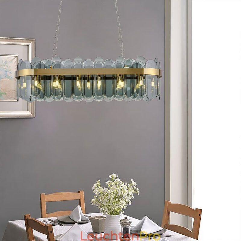 Minimalistische Glas Pendelleuchte Einzigartige Farbe Rechteck Deckenleuchte Insel