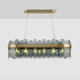 Minimalistische Glas Pendelleuchte Einzigartige Farbe Rechteck Deckenleuchte Insel