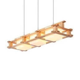 Kreative 3 Lichter Eiche Pendelleuchte Dekorative Holz Deckenleuchte Cafe