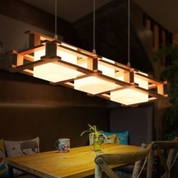 Kreative 3 Lichter Eiche Pendelleuchte Dekorative Holz Deckenleuchte Cafe