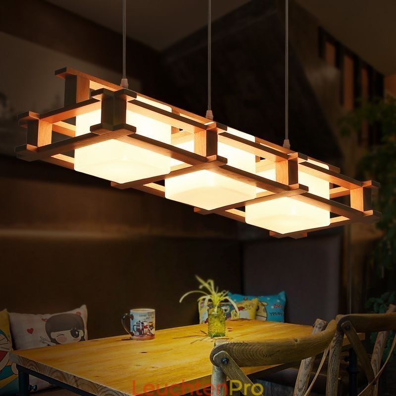 Kreative 3 Lichter Eiche Pendelleuchte Dekorative Holz Deckenleuchte Cafe