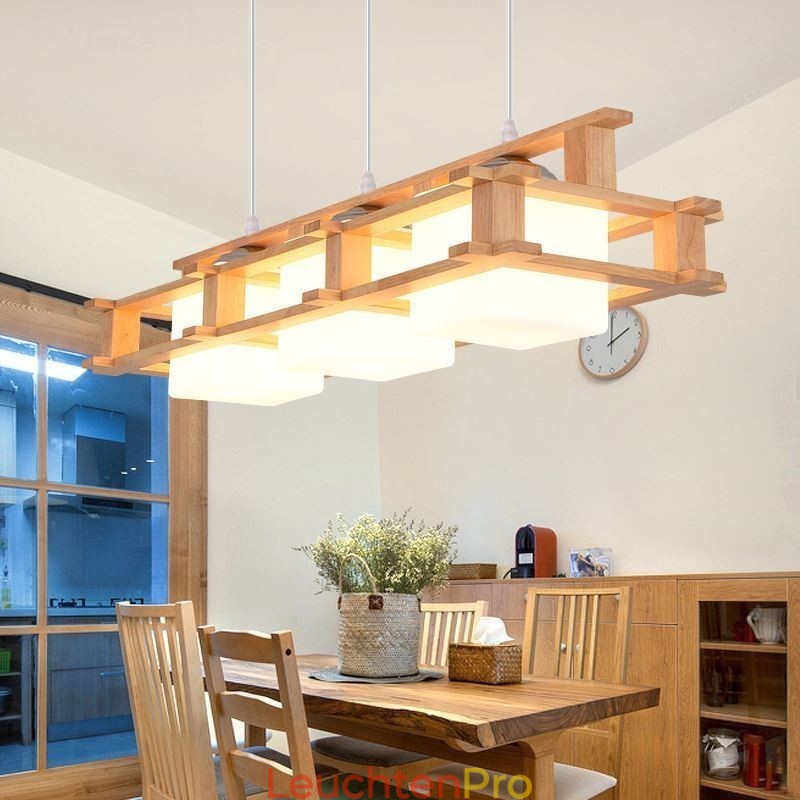 Kreative 3 Lichter Eiche Pendelleuchte Dekorative Holz Deckenleuchte Cafe