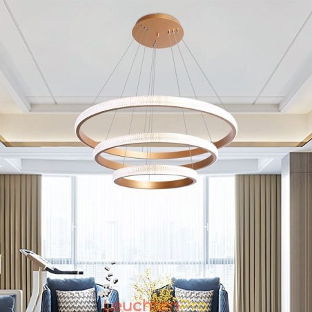 Moderne Pendelleuchte Acryl 3 Ringe Lampe 80+60+40cm Moderne Pendelleuchte Acryl 3 Ringe Lampe 80+60+40cm