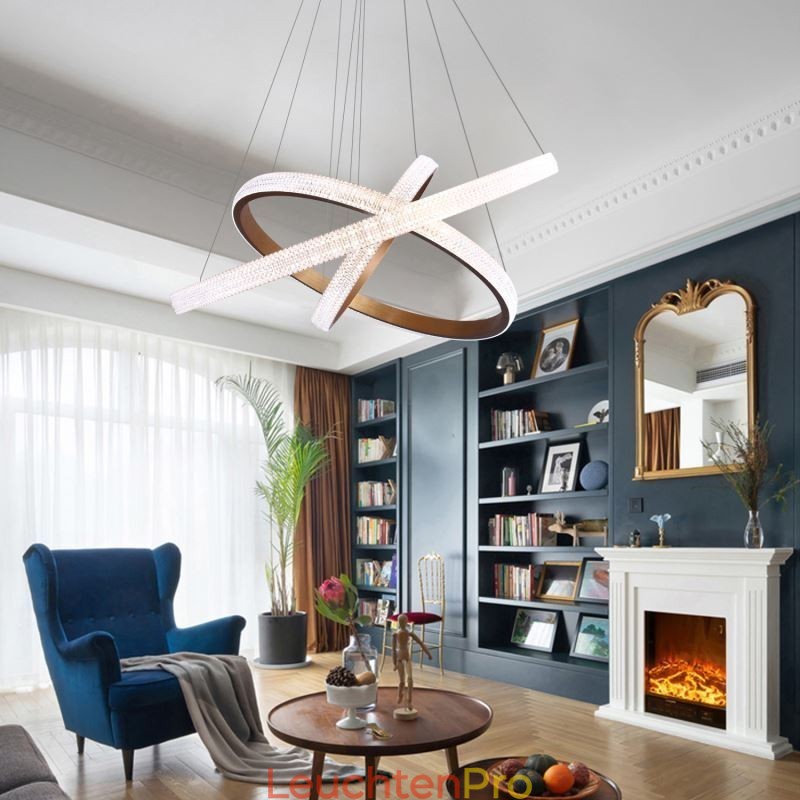 Moderne Pendelleuchte Acryl 3 Ringe Lampe 80+60+40cm