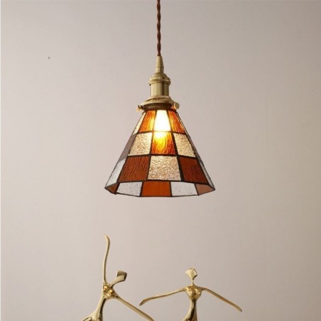 Retro-Gitterglas-Pendelleuchte im japanischen Stil Retro-Gitterglas-Pendelleuchte im japanischen Stil