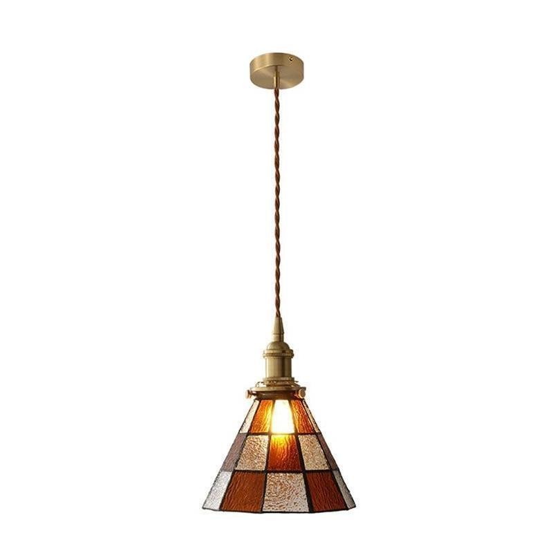 Retro-Gitterglas-Pendelleuchte im japanischen Stil