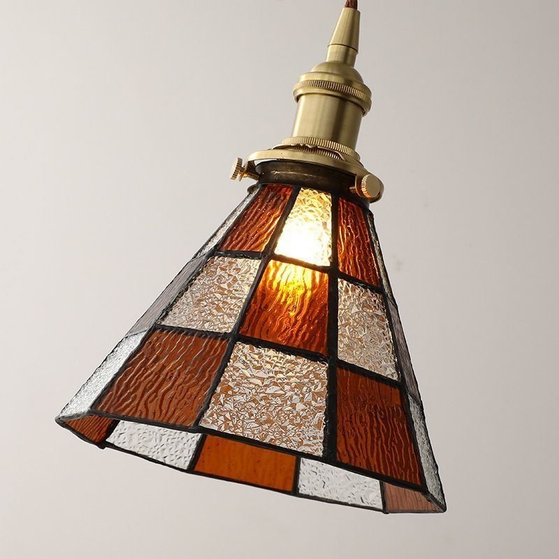 Retro-Gitterglas-Pendelleuchte im japanischen Stil