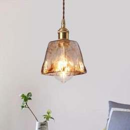 Einzigartige Mini-Pendelleuchte aus Glas im japanischen Stil, bernsteinfarben, dekorative Beleuchtung