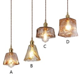 Einzigartige Mini-Pendelleuchte aus Glas im japanischen Stil, bernsteinfarben, dekorative Beleuchtung