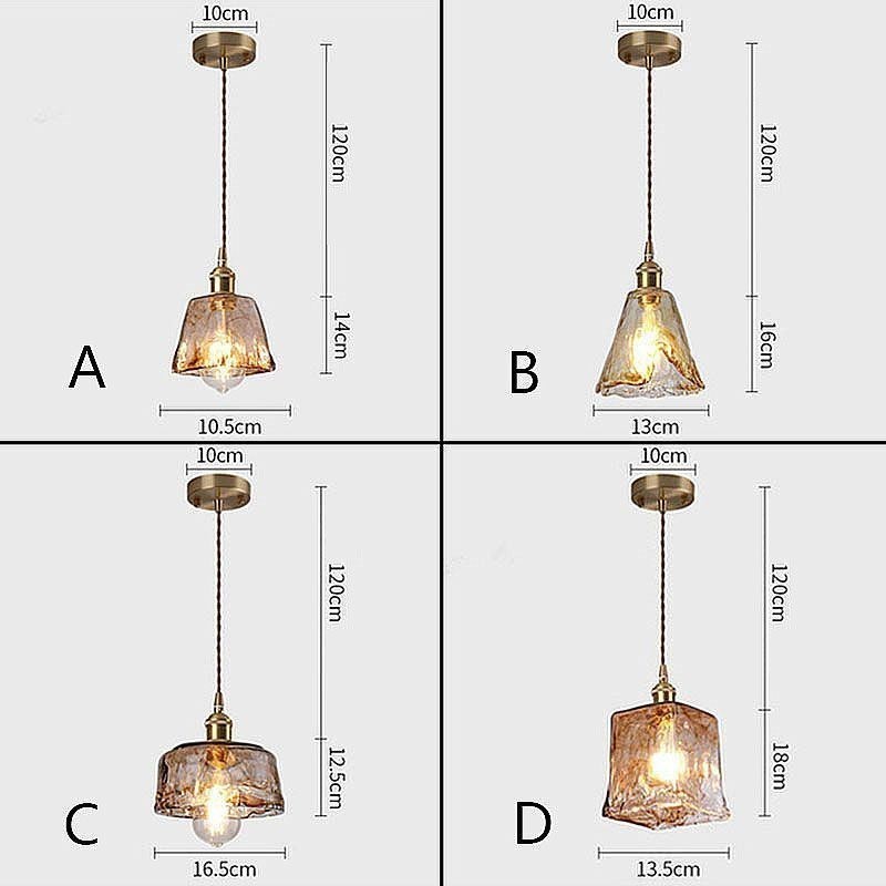 Einzigartige Mini-Pendelleuchte aus Glas im japanischen Stil, bernsteinfarben, dekorative Beleuchtung