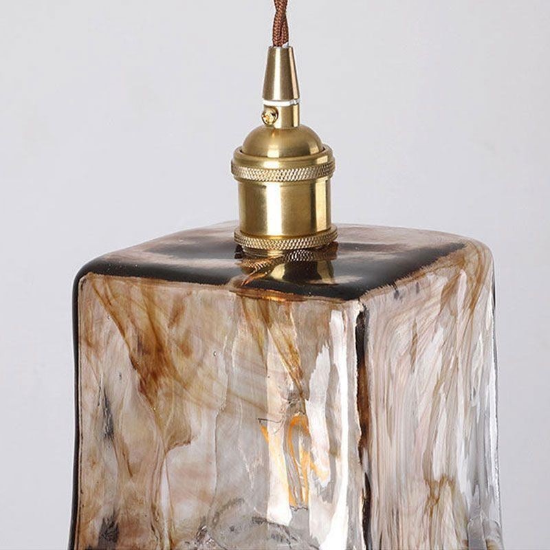 Einzigartige Mini-Pendelleuchte aus Glas im japanischen Stil, bernsteinfarben, dekorative Beleuchtung