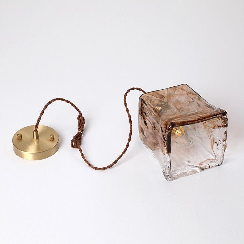 Einzigartige Mini-Pendelleuchte aus Glas im japanischen Stil, bernsteinfarben, dekorative Beleuchtung