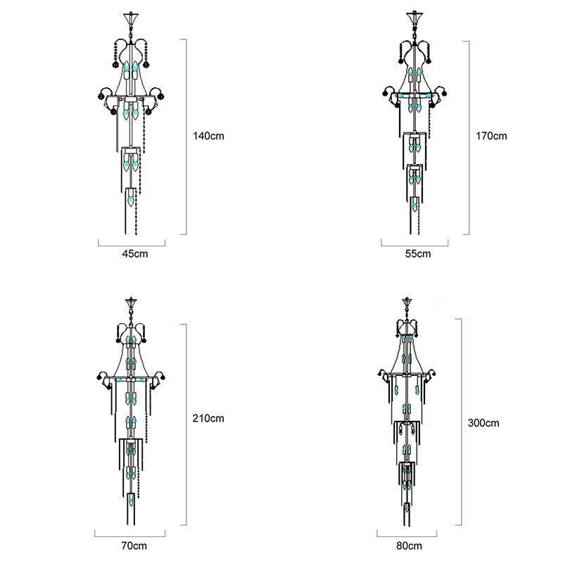 Eleganter langer Kristall-Kronleuchter