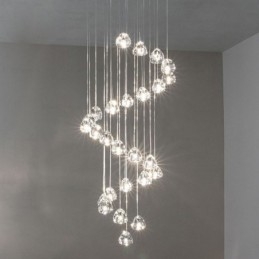 Moderne Kristall Cluster Pendelleuchte Einzigartige Kristall Lampenschirm Duplex Treppe