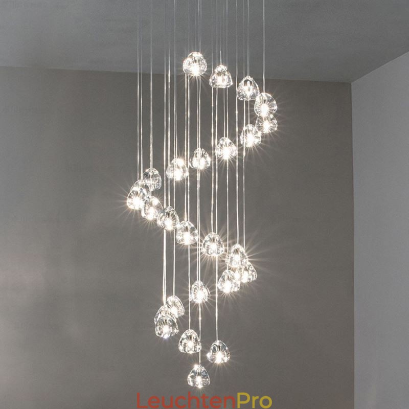 Moderne Kristall Cluster Pendelleuchte Einzigartige Kristall Lampenschirm Duplex Treppe