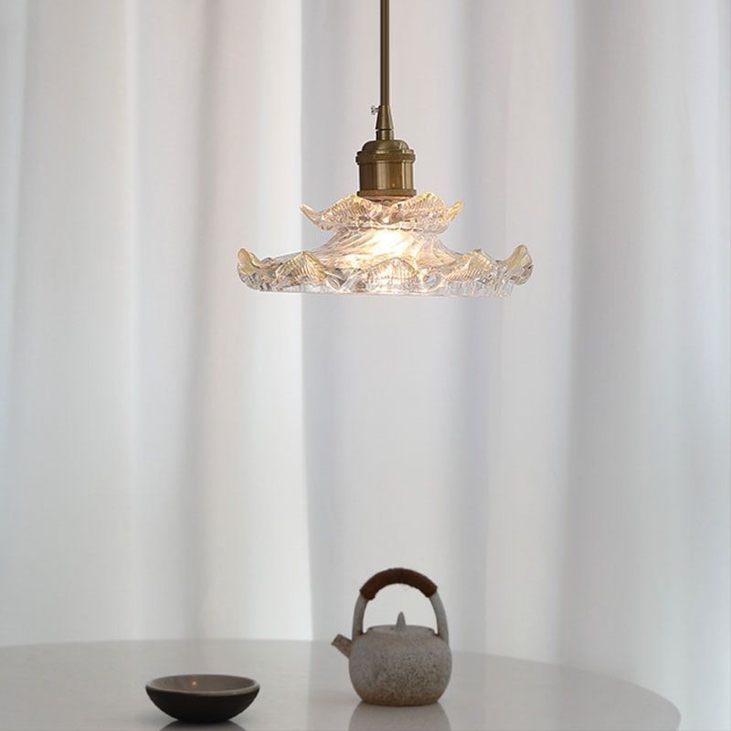 Pendelleuchte aus Glas im japanischen Stil Lotusglas-Pendelleuchte