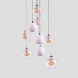 Pendelleuchte Glas Cluster Deckenleuchte Gold Nickel Gebürstet+Milchglaskugel