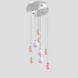 Pendelleuchte Glas Cluster Deckenleuchte Gold Nickel Gebürstet+Milchglaskugel