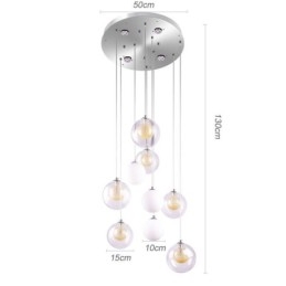 Pendelleuchte Glas Cluster Deckenleuchte Gold Nickel Gebürstet+Milchglaskugel