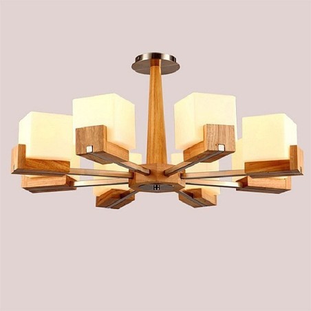 Nordische Holz Pendelleuchte Glas Lampenschirm Kronleuchter Nordische Holz Pendelleuchte Glas Lampenschirm Kronleuchter