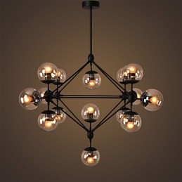 Kronleuchter 15 Lichter Glaskugel Lichter Retro Outdoor Garage Metall