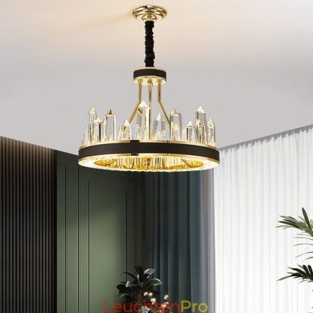 Moderne Kristall-Pendelleuchte, kreisförmige Kristall-Deckenleuchte Moderne Kristall-Pendelleuchte, kreisförmige Kristall-Deckenleuchte