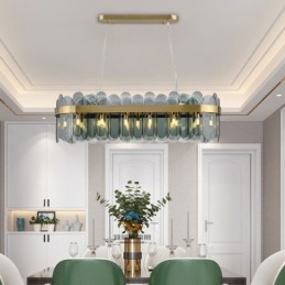 Minimalistische Glas Pendelleuchte Einzigartige Farbe Rechteck Deckenleuchte Insel
