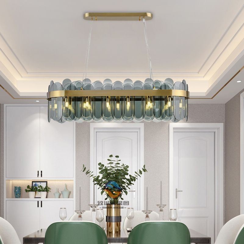 Minimalistische Glas Pendelleuchte Einzigartige Farbe Rechteck Deckenleuchte Insel