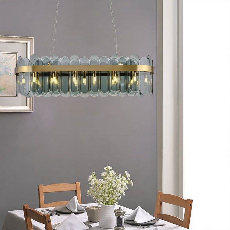Minimalistische Glas Pendelleuchte Einzigartige Farbe Rechteck Deckenleuchte Insel