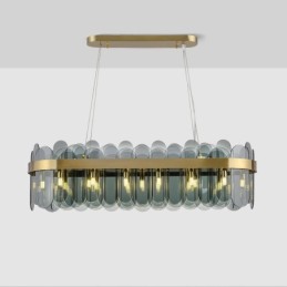 Minimalistische Glas Pendelleuchte Einzigartige Farbe Rechteck Deckenleuchte Insel
