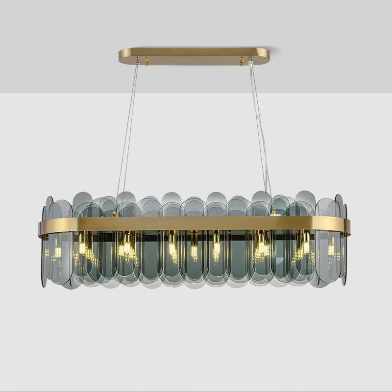 Minimalistische Glas Pendelleuchte Einzigartige Farbe Rechteck Deckenleuchte Insel