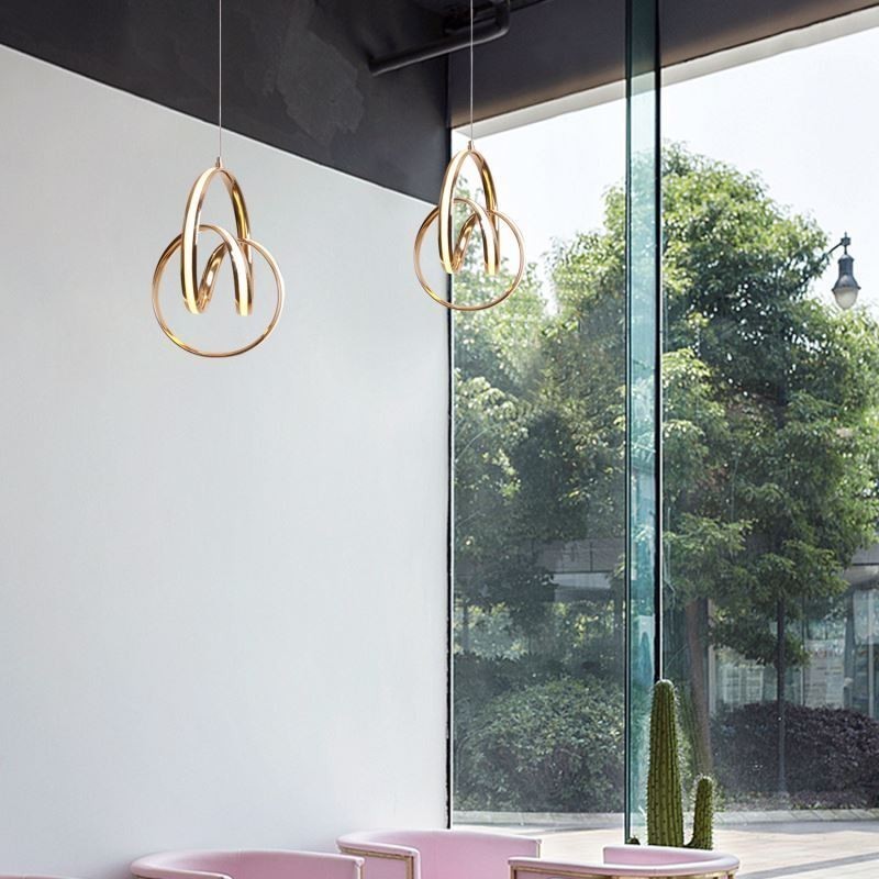 Moderne minimalistische Pendelleuchte einzigartige kreisförmige Twist Leuchte Insel