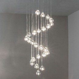 Moderne Kristall Cluster Pendelleuchte Einzigartige Kristall Lampenschirm Duplex Treppe