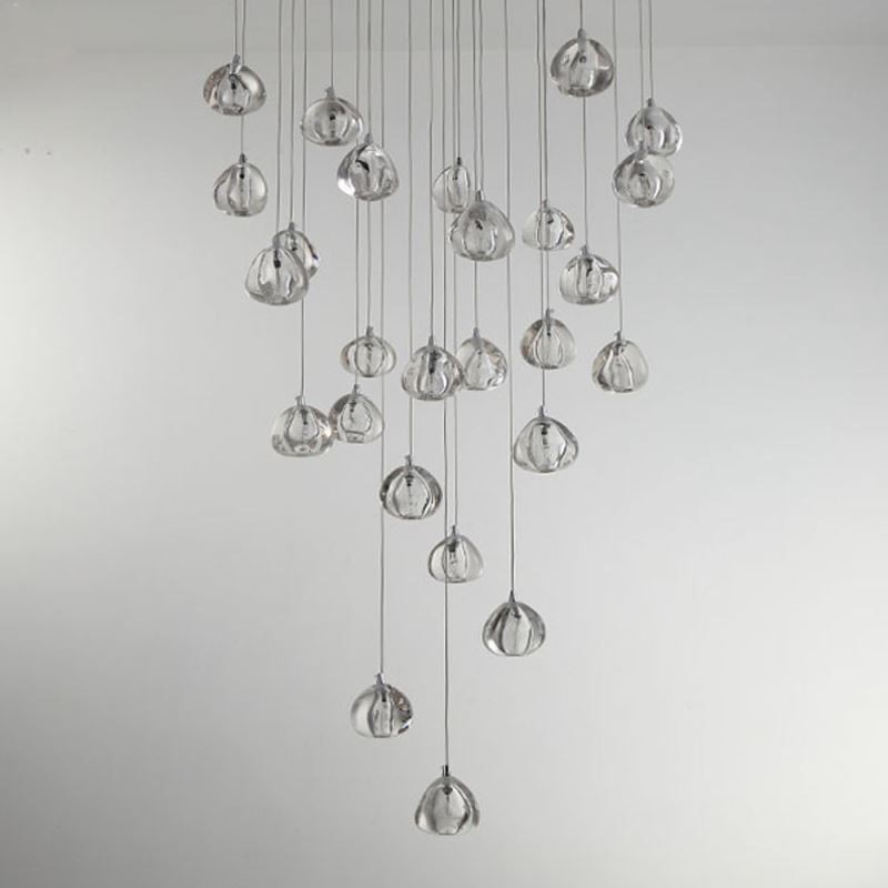 Moderne Kristall Cluster Pendelleuchte Einzigartige Kristall Lampenschirm Duplex Treppe