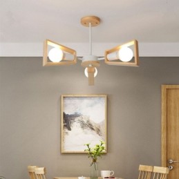 Moderner fächerförmiger Kronleuchter, elegante Pendelleuchte aus Holz