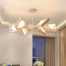 Moderner fächerförmiger Kronleuchter, elegante Pendelleuchte aus Holz