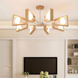 Moderner fächerförmiger Kronleuchter, elegante Pendelleuchte aus Holz