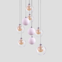 Pendelleuchte Glas Cluster Deckenleuchte Gold Nickel Gebürstet+Milchglaskugel